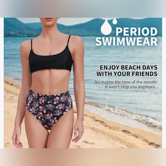 Period Swimwear - Menstrual Swimwear Bottoms - Black Leakproof Swim Bottom - Picture 4 of 10